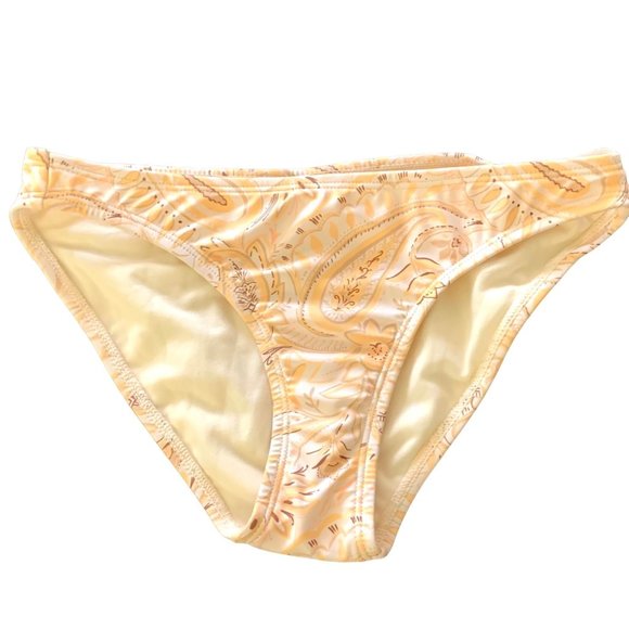 Xhilaration Juniors Cream Yellow Paisley Cheeky Bottom Bathing Suit Swim Medium - Picture 6 of 9